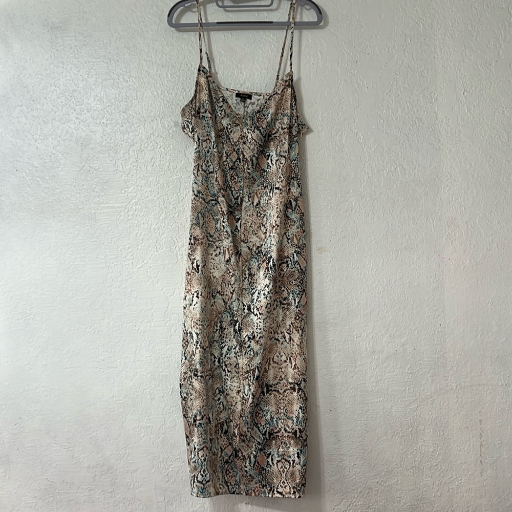 Snake print long slip dress